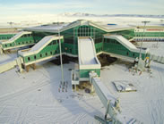 Panoramic view of passenger terminal building.