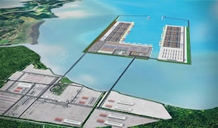 Envisaged view of Patimban port from the land.