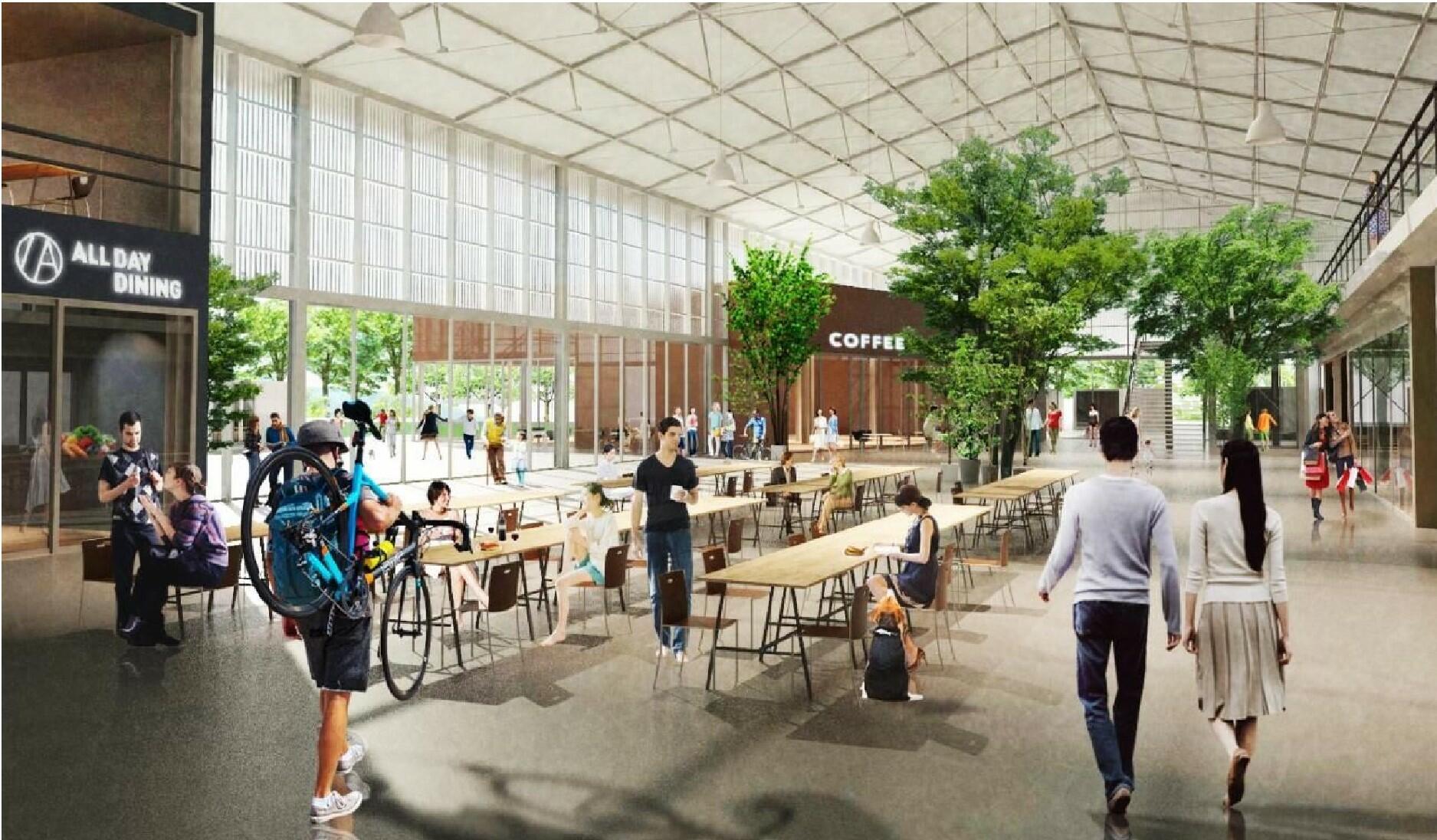 市民や来訪者がくつろげるラウンジ。防災拠点としても機能する 市民や来訪者がくつろげるラウンジ。防災拠点としても機能する